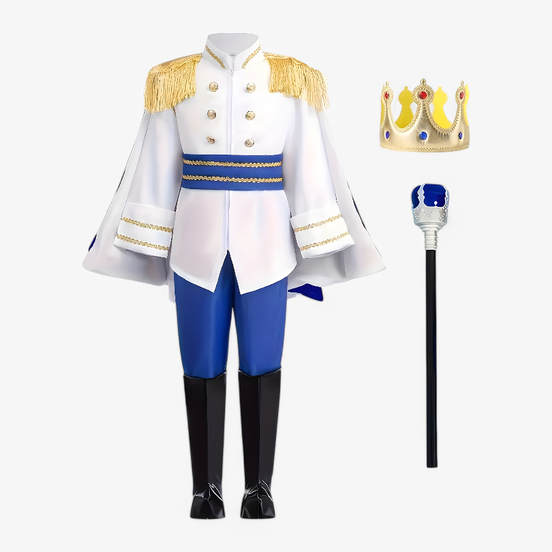 Prinsen Kostuum voor Kinderen – Koninklijke Outfit met Kroon, Staf en Cape-Mijn Verkleedkist