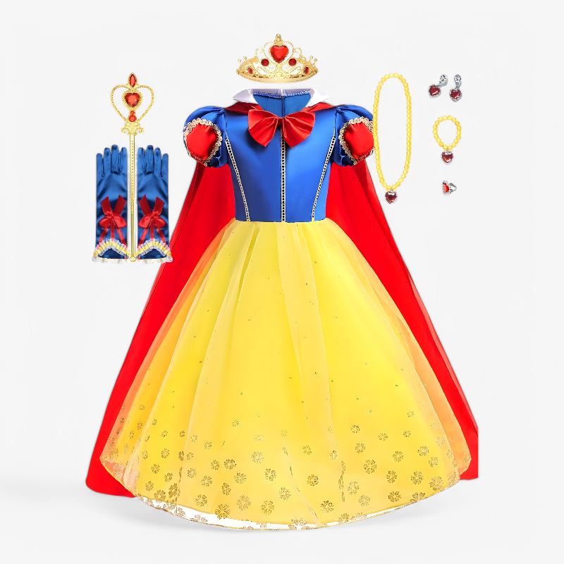 Magische Prinsessen Jurk voor Meisjes – Compleet met Kroon, Toverstaf, Handschoenen en Sieraden-Mijn Verkleedkist