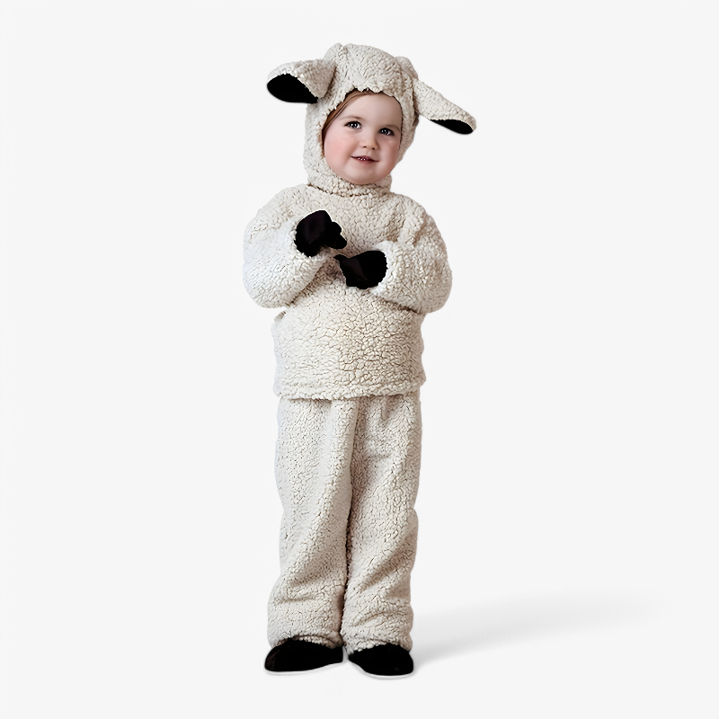 Zacht Schaap Kostuum voor Kinderen – Complete Set met Hoed, Handschoenen en Schoenen-Mijn Verkleedkist