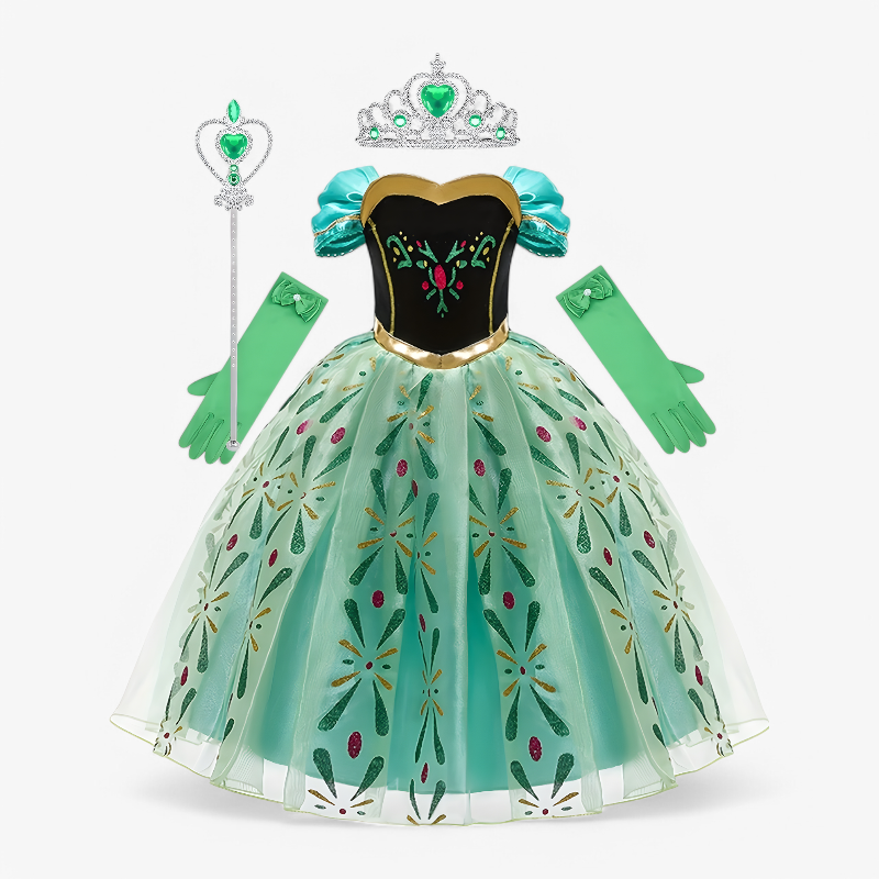 Magische Prinsessenjurk voor Meisjes – Inclusief Kroon en Toverstaf-Mijn Verkleedkist
