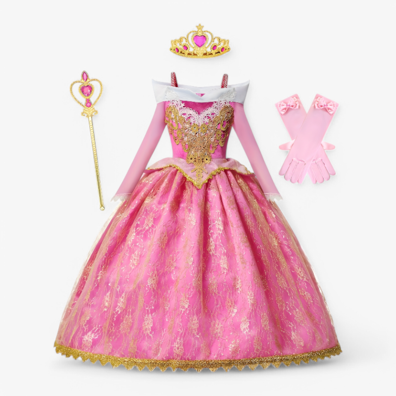 Betoverend Prinsessen Kostuum voor Kinderen – Compleet met Tiara en Scepter-Mijn Verkleedkist