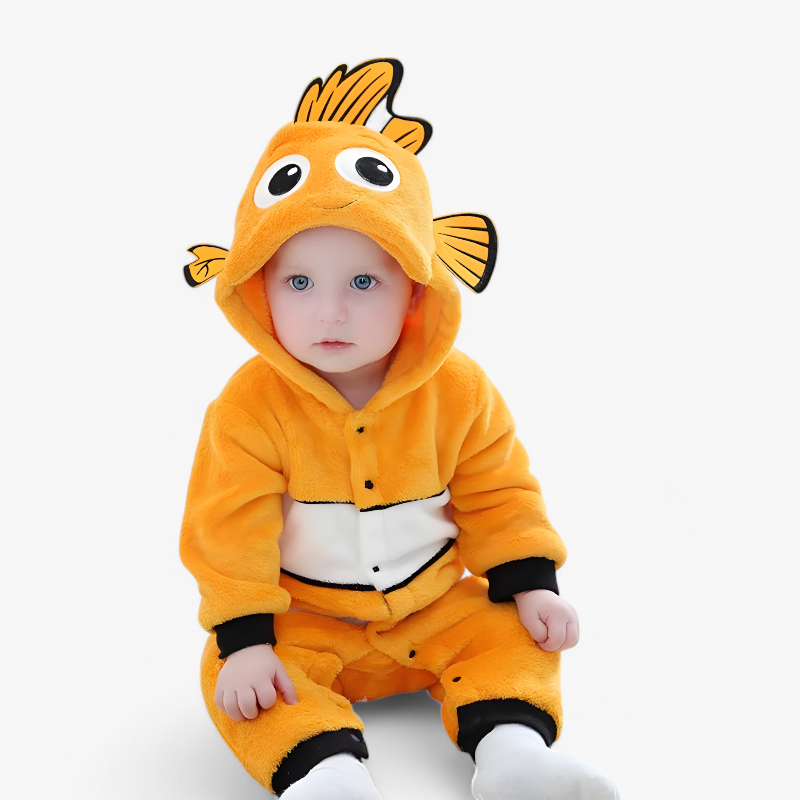 Schattige Visonesie voor Baby's – Inclusief Hoed met Vinnen-Mijn Verkleedkist
