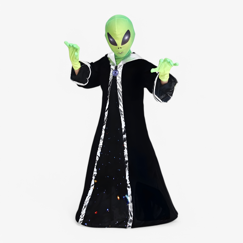 Alien Kostuum voor Kinderen – Inclusief Kap en Handschoenen-Mijn Verkleedkist