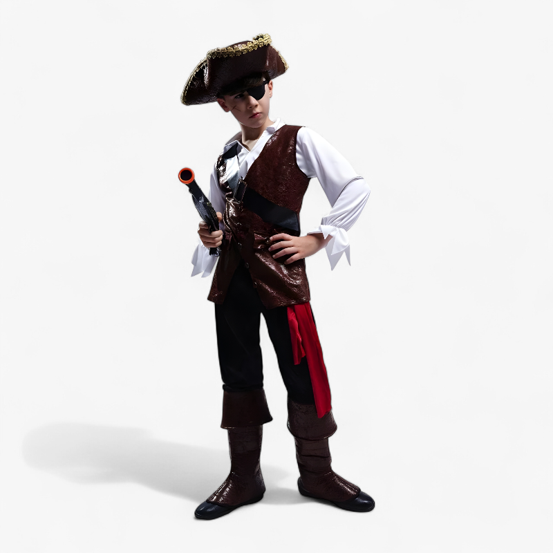 Piraten Kostuum voor Kinderen – Deluxe Jack Sparrow Outfit met Hoed, Riem en Gedetailleerde Jas-Mijn Verkleedkist