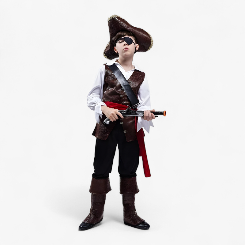 Piraten Kostuum voor Kinderen – Deluxe Jack Sparrow Outfit met Hoed, Riem en Gedetailleerde Jas-Mijn Verkleedkist