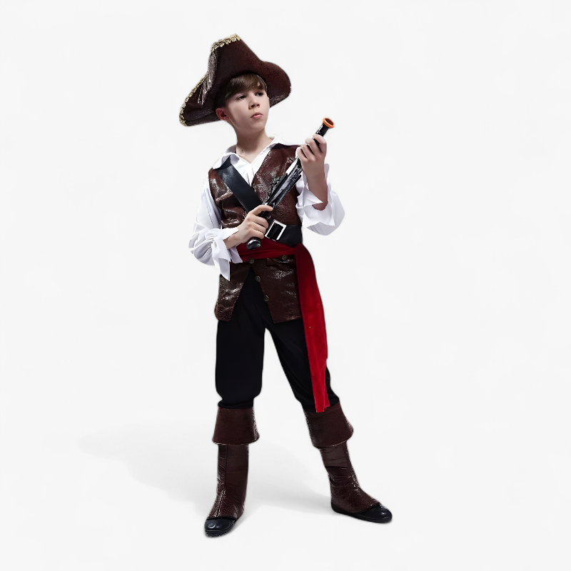 Piraten Kostuum voor Kinderen – Deluxe Jack Sparrow Outfit met Hoed, Riem en Gedetailleerde Jas-Mijn Verkleedkist