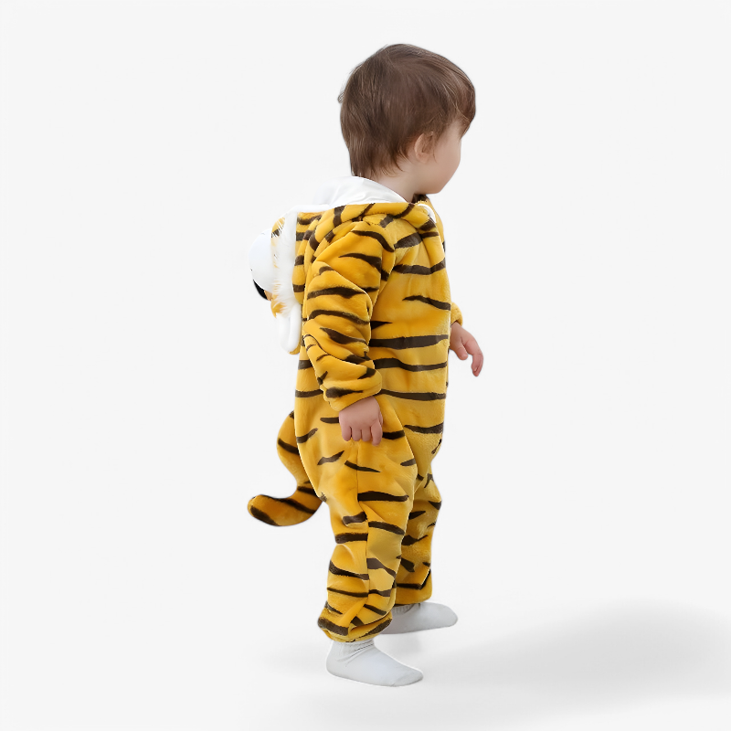 Schattige Tijger Baby Onesie – Flanellen Romper met Oren en Staart voor Baby’s-Mijn Verkleedkist