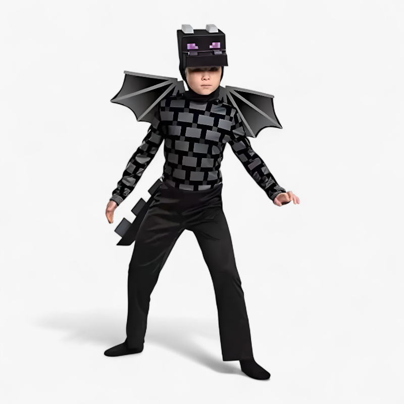 Minecraft Draak Kostuum voor Kinderen – 3D Jumpsuit met Vleugels en Hoofddeksel-Mijn Verkleedkist