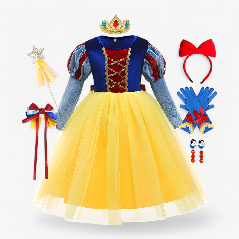 Magische Prinsessen Jurk voor Kinderen – Inclusief Tiara, Scepter en Handschoenen-Mijn Verkleedkist