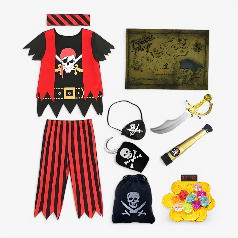 Piratenkostuum voor Kinderen – Inclusief Zwaard, Ooglap en Schatkaart-Mijn Verkleedkist