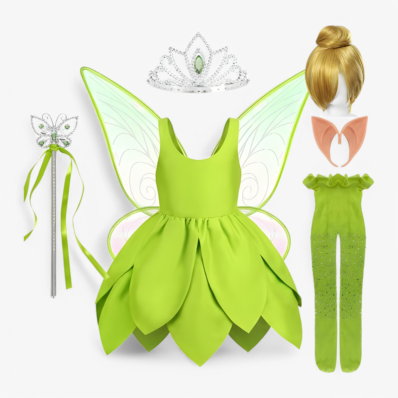 Betoverend Tinkerbell Kostuum voor Kinderen – Compleet met Vleugels en Magische Look-Mijn Verkleedkist