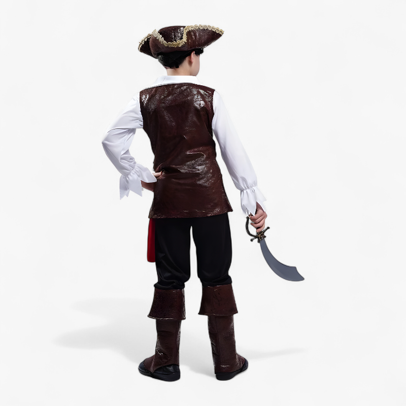 Piraten Kostuum voor Kinderen – Deluxe Jack Sparrow Outfit met Hoed, Riem en Gedetailleerde Jas-Mijn Verkleedkist