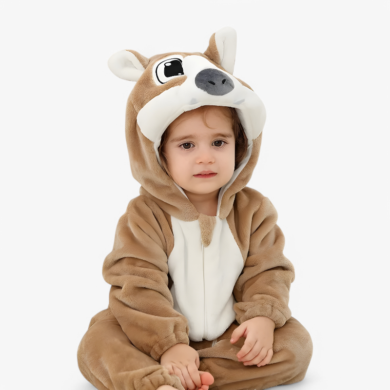 Schattige Gele Dierenonesie voor Baby's – Met Oortjes en Staart-Mijn Verkleedkist