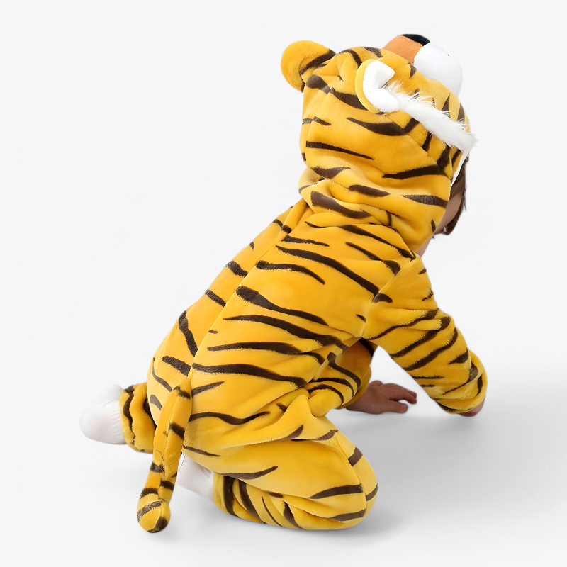 Schattige Tijger Baby Onesie – Flanellen Romper met Oren en Staart voor Baby’s-Mijn Verkleedkist