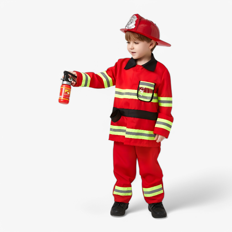 Brandweerman Kostuum voor Kinderen – Inclusief Helm en Brandblusser-Mijn Verkleedkist