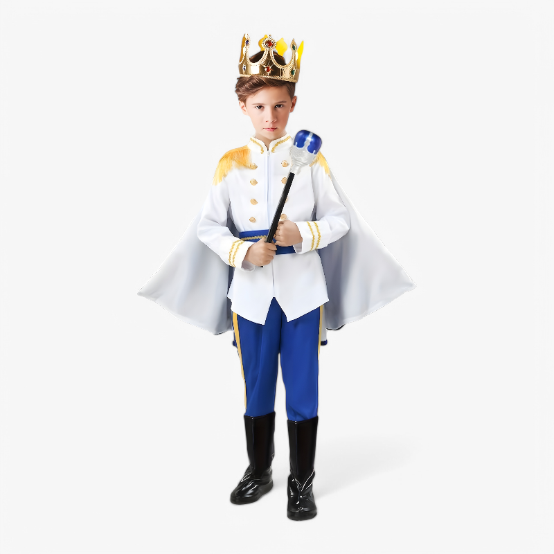 Prinsen Kostuum voor Kinderen – Koninklijke Outfit met Kroon, Staf en Cape-Mijn Verkleedkist