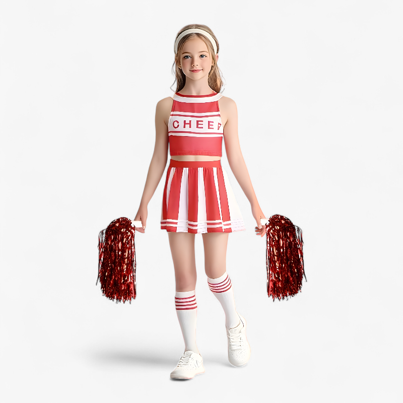 Cheerleading Kostuum Set voor Meisjes – Met Top, Rok en Accessoires-Mijn Verkleedkist