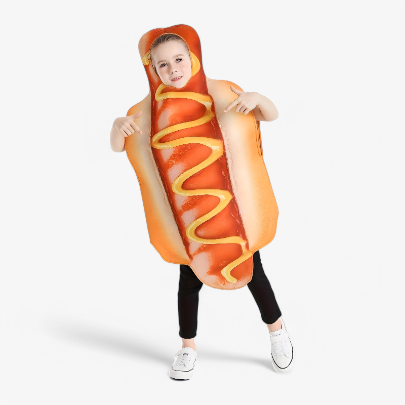 Grappig Hotdog Kostuum voor Kinderen – Compleet met Ketchup en Mosterd Elementen-Mijn Verkleedkist