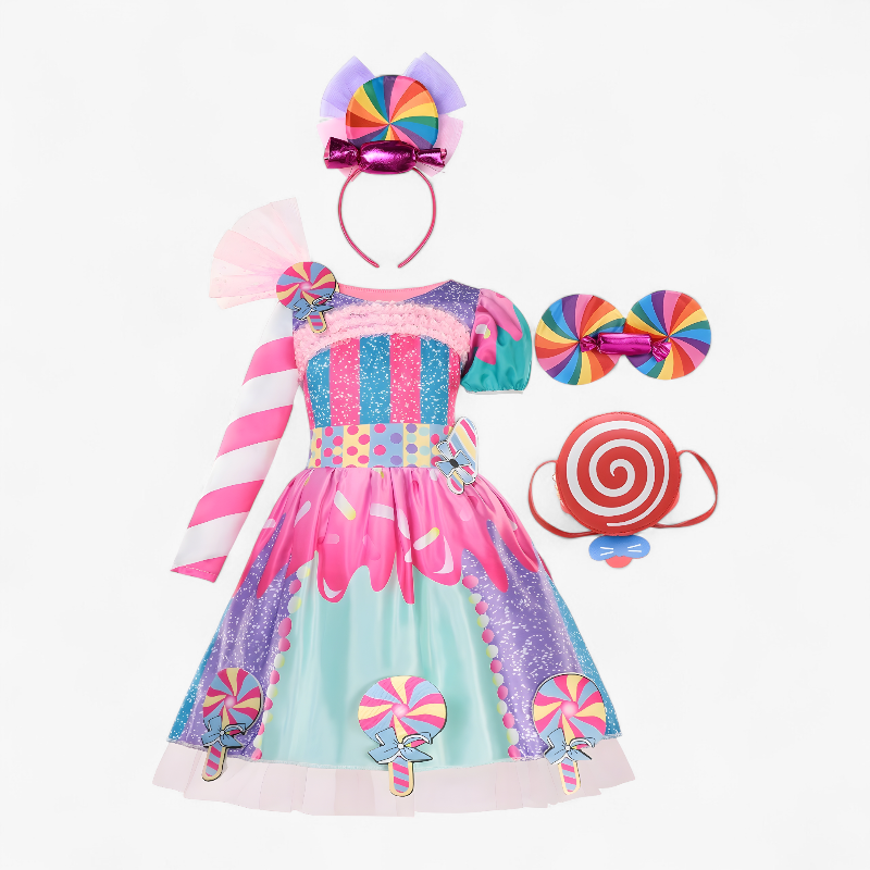 Snoep-Thema Tutu Jurk voor Meisjes – Met Hoed, Vleugels en Tas-Mijn Verkleedkist