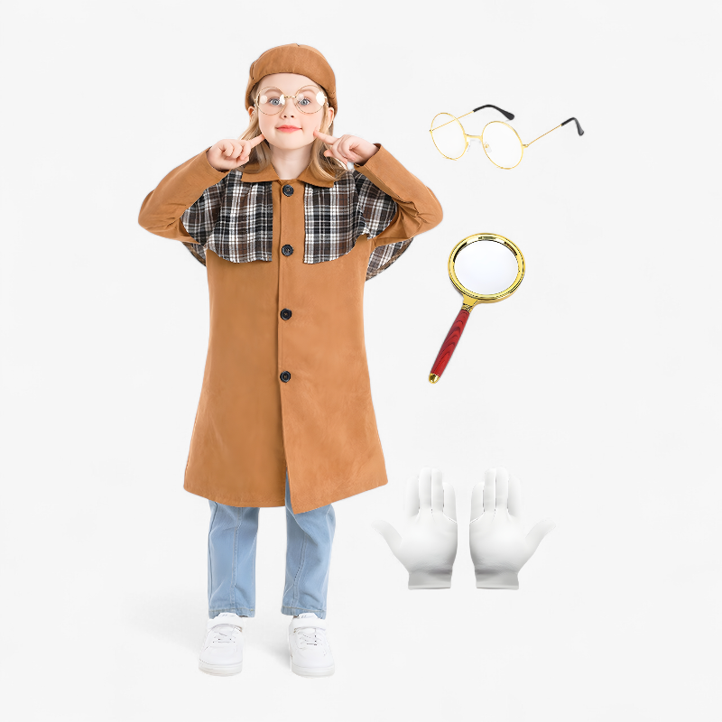 Detective Kostuum voor Kinderen – Inclusief Hoed, Jas & Accessoires-Mijn Verkleedkist