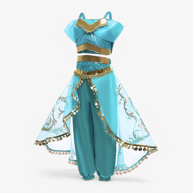 Betoverende Prinsessenoutfit voor Meisjes – Inclusief Gouden Details en Tule-Mijn Verkleedkist