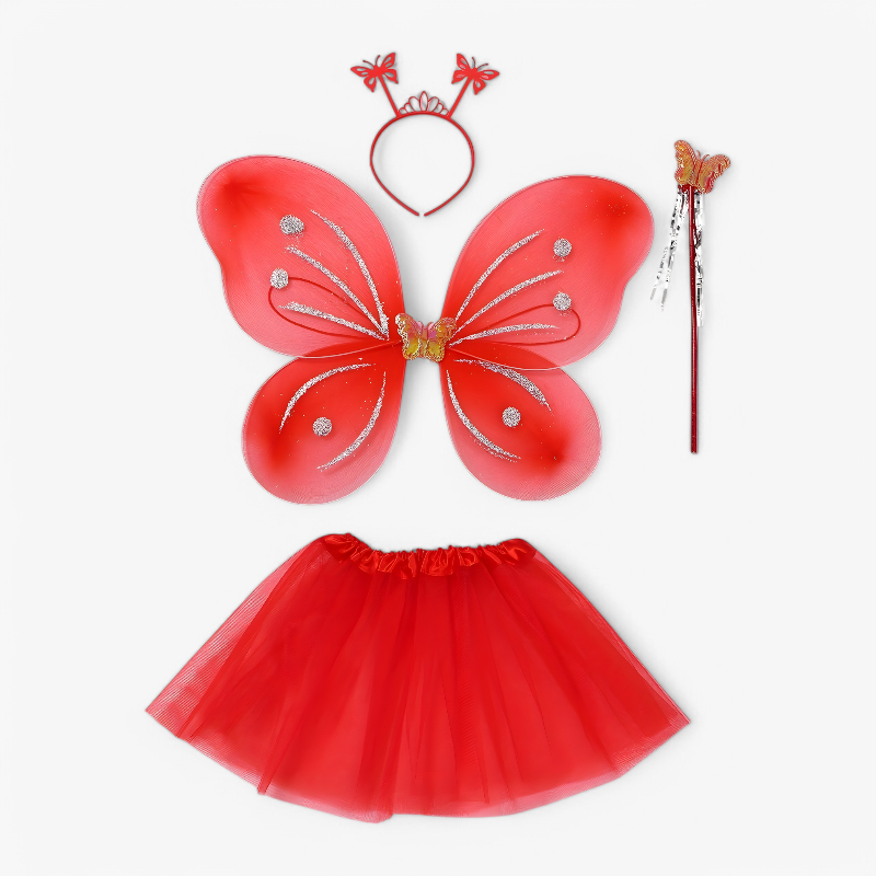 Schattige Vlinder Kostuumset voor Kinderen – Inclusief Vleugels, Hoedje en Toverstaf-Mijn Verkleedkist