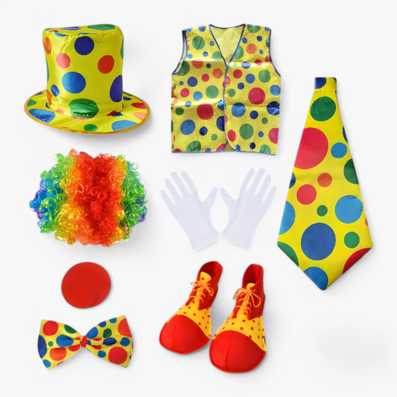 Lachende Clown Kostuumset voor Kinderen – Alles-in-één Outfit met Accessoires-Mijn Verkleedkist