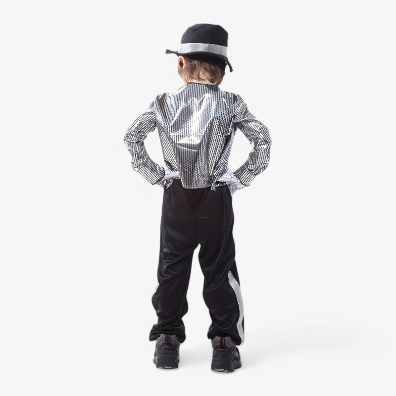 Vrolijk Rockster Kostuum voor Kinderen – Glanzende Jas, Hoed en Handschoenen Set-Mijn Verkleedkist