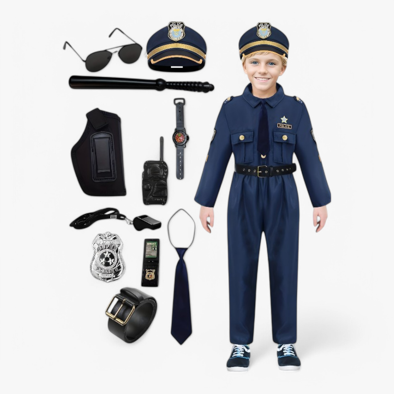Dappere Politie Outfit voor Kinderen – Alles-in-één Set met Accessoires-Mijn Verkleedkist