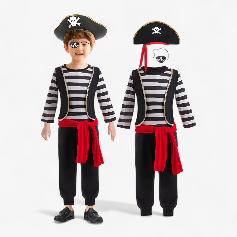 Piraten Kapitein Kostuum voor Jongens – Met Hoed, Ooglap en Riem-Mijn Verkleedkist