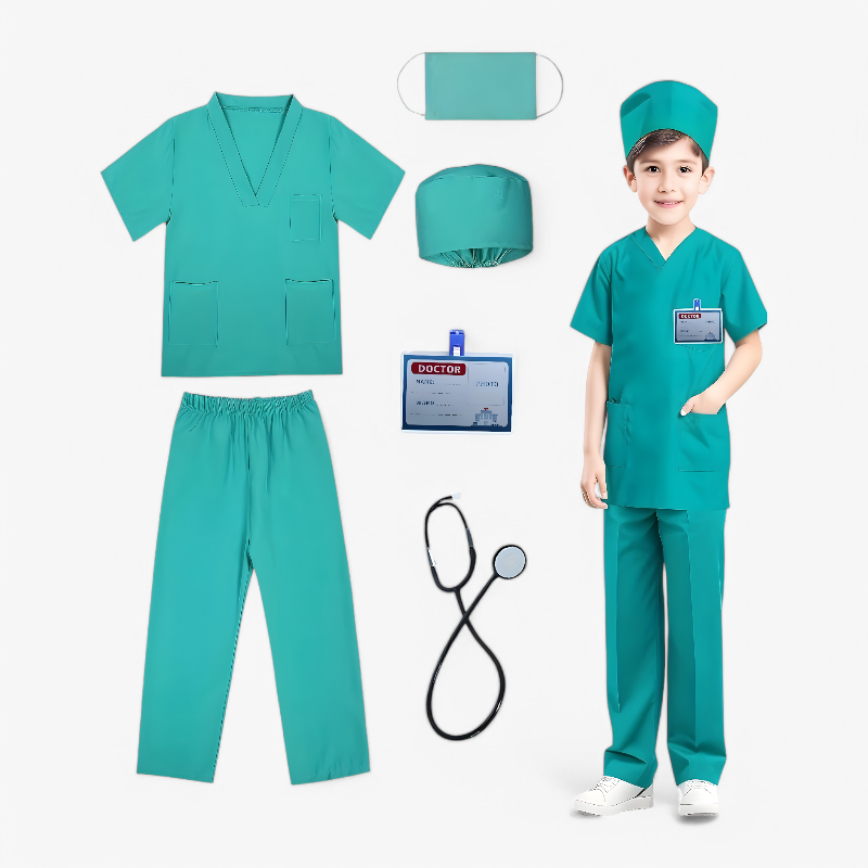 Professionele Dokters Outfit voor Kinderen – Set met Jas, Hoed, Stethoscoop en ID Kaart-Mijn Verkleedkist