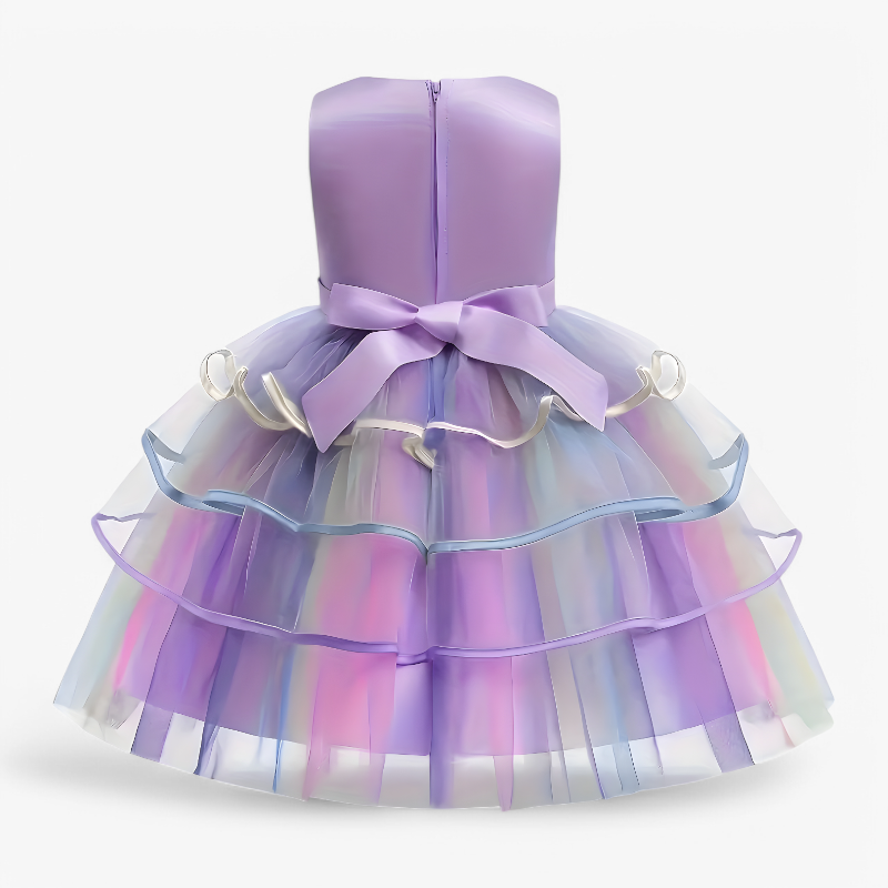 Fantasierijke Eenhoorn Prinsessenjurk – Met Bloemen en Kleurrijke Tulle-Mijn Verkleedkist