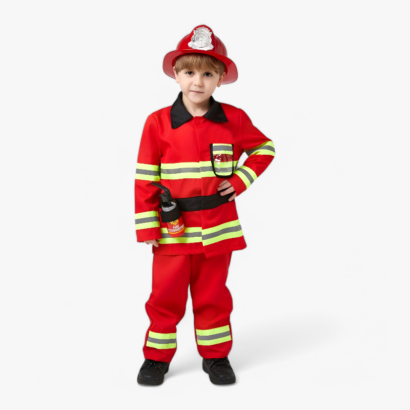 Brandweerman Kostuum voor Kinderen – Inclusief Helm en Brandblusser-Mijn Verkleedkist
