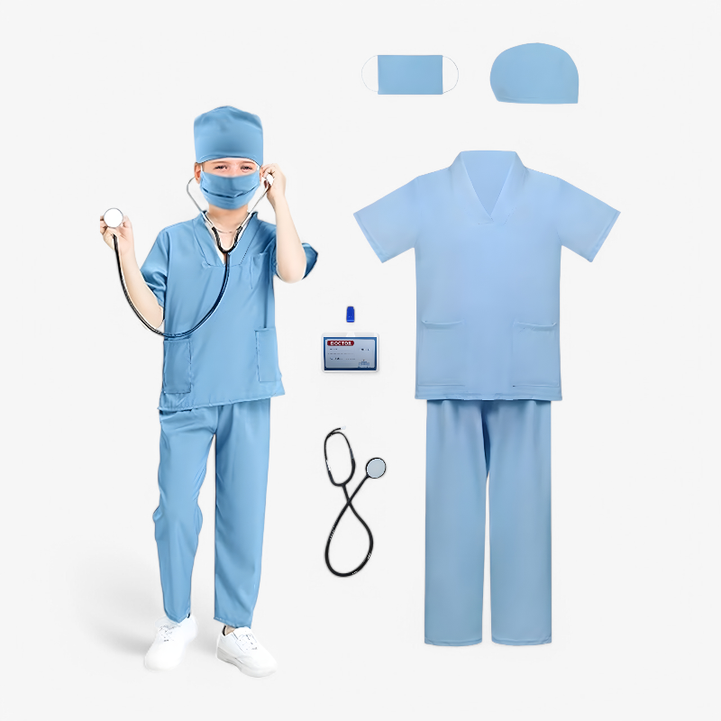Professionele Dokters Outfit voor Kinderen – Set met Jas, Hoed, Stethoscoop en ID Kaart-Mijn Verkleedkist