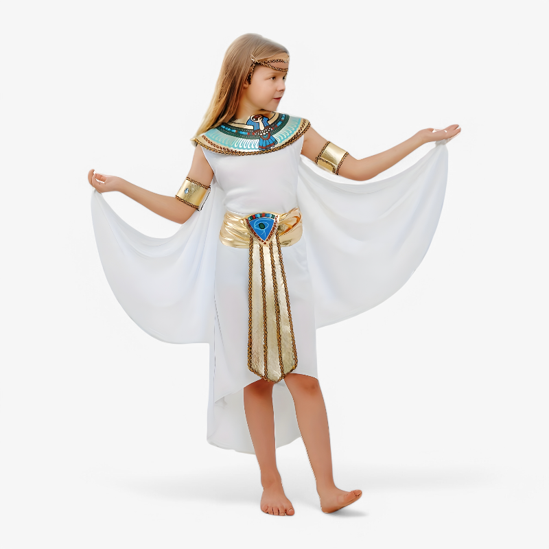 Dappere Egyptische Prinses Outfit voor Meisjes – Complete Set met Jurk, Hoofdband en Accessoires-Mijn Verkleedkist