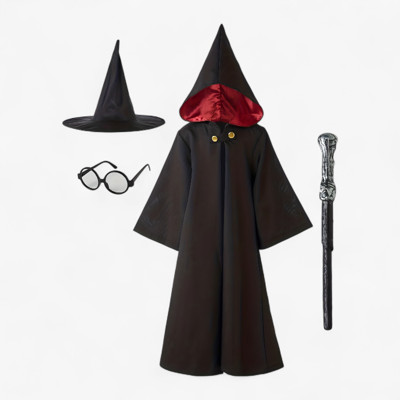 Harry Potter Tovenaars Kostuumset voor Jongens – Inclusief Cape, Hoed, Staf en Bril voor Magische Avonturen-Mijn Verkleedkist