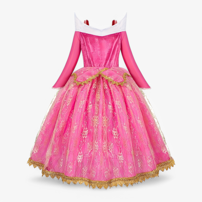 Betoverende Prinsessenjurk voor Meisjes – Inclusief Lange Mouwen en Gouden Accenten-Mijn Verkleedkist