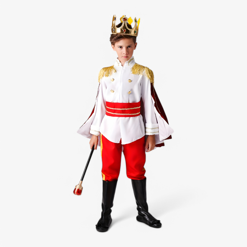 Prinsen Kostuum voor Kinderen – Koninklijke Outfit met Kroon, Staf en Cape-Mijn Verkleedkist