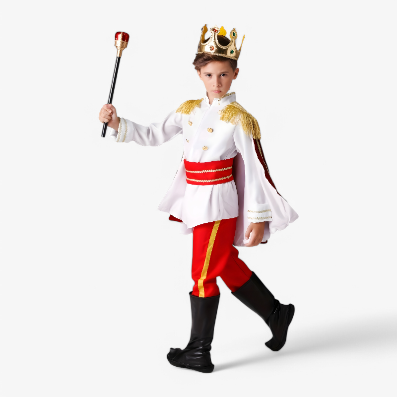 Prinsen Kostuum voor Kinderen – Koninklijke Outfit met Kroon, Staf en Cape-Mijn Verkleedkist