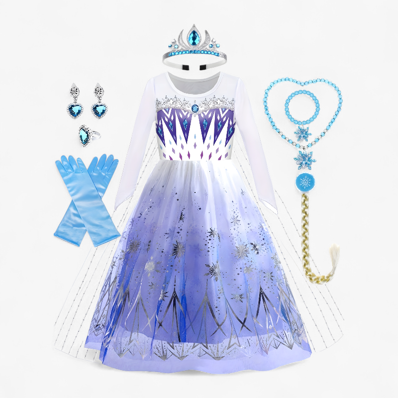 Prinsessen Kostuum voor Kinderen – Compleet met Tiara, Handschoenen en Sieraden-Mijn Verkleedkist