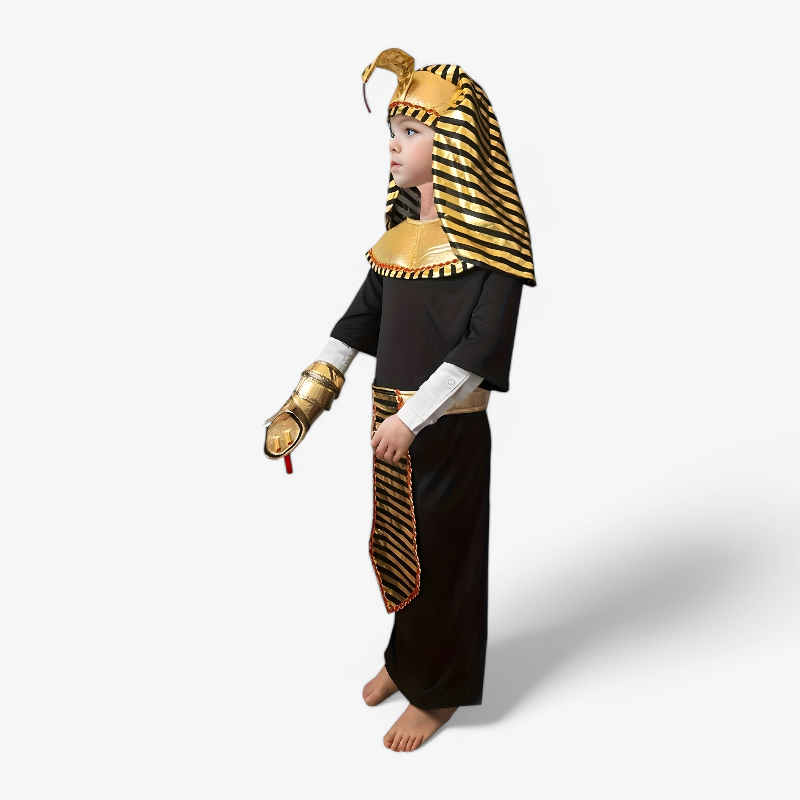 Egyptisch Farao Kostuum voor Kinderen – Inclusief Hoed en Armband-Mijn Verkleedkist