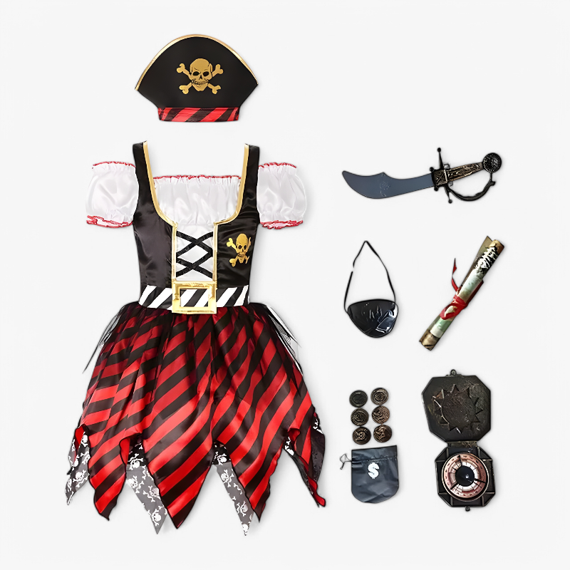 Deluxe Piraten Kostuum voor Meisjes – Inclusief Hoed, Zwaard en Piratenaccessoires-Mijn Verkleedkist