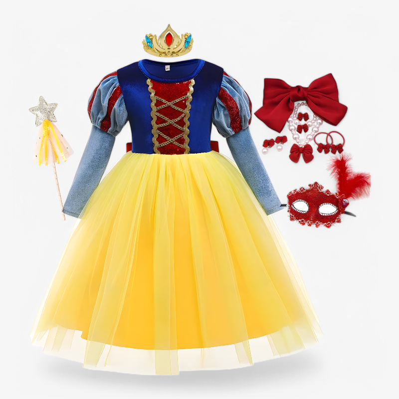 Magische Prinsessen Jurk voor Kinderen – Inclusief Tiara, Scepter en Handschoenen-Mijn Verkleedkist