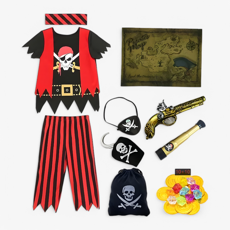 Piratenkostuum voor Kinderen – Inclusief Zwaard, Ooglap en Schatkaart-Mijn Verkleedkist