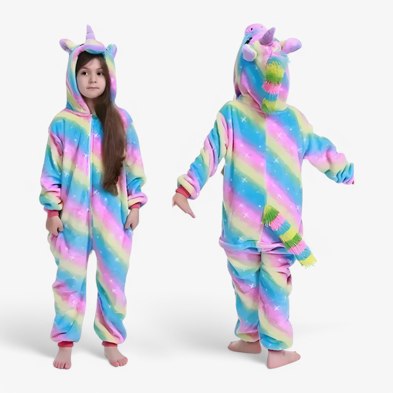 Magische Unicorn Fleece Onesie voor Kinderen – Kleurrijk en Super Zacht-Mijn Verkleedkist