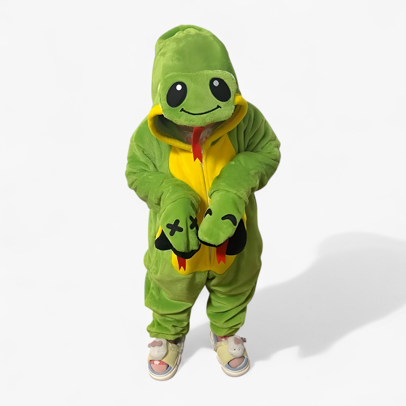 Groene Slang Onesie Kostuum voor Kinderen – Zacht en Schattig Slangendesign-Mijn Verkleedkist