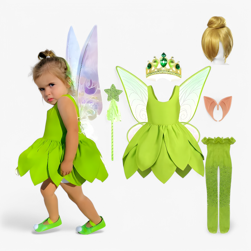 Betoverend Tinkerbell Kostuum voor Kinderen – Compleet met Vleugels en Magische Look-Mijn Verkleedkist