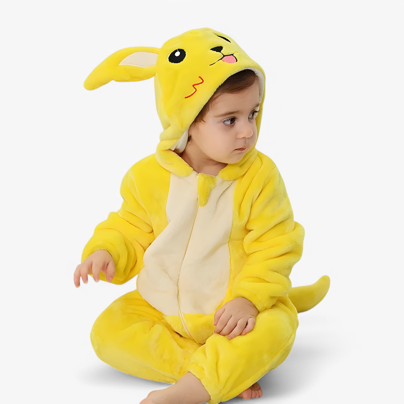 Schattige Gele Dierenonesie voor Baby's – Met Oortjes en Staart-Mijn Verkleedkist