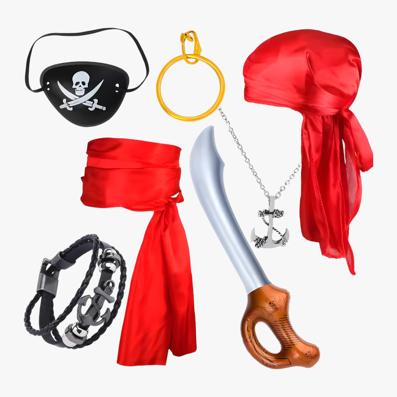 PirateKing – Complete Piratenaccessoires Set met Bril en Zwaard-Mijn Verkleedkist