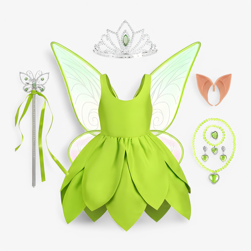 Betoverend Tinkerbell Kostuum voor Kinderen – Compleet met Vleugels en Magische Look-Mijn Verkleedkist